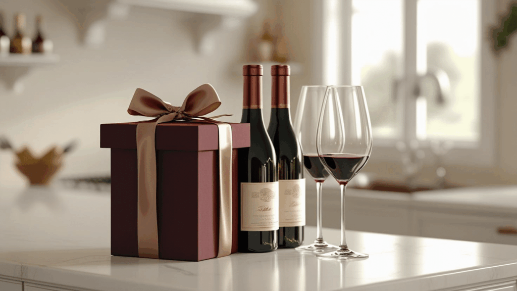 Gift box with wine bottles and glasses – best wine clubs for gifting 2025