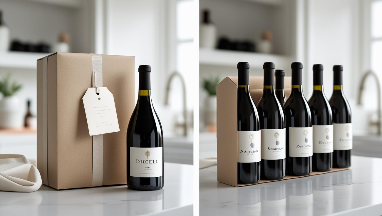 Wine club subscription box and one-time case gift side by side