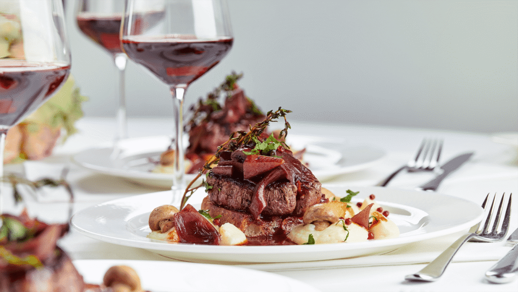 Steak Perfectly Cooked with Red Wine